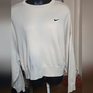 Nike Khaki Color Crop Women Crewneck Sweatshirt